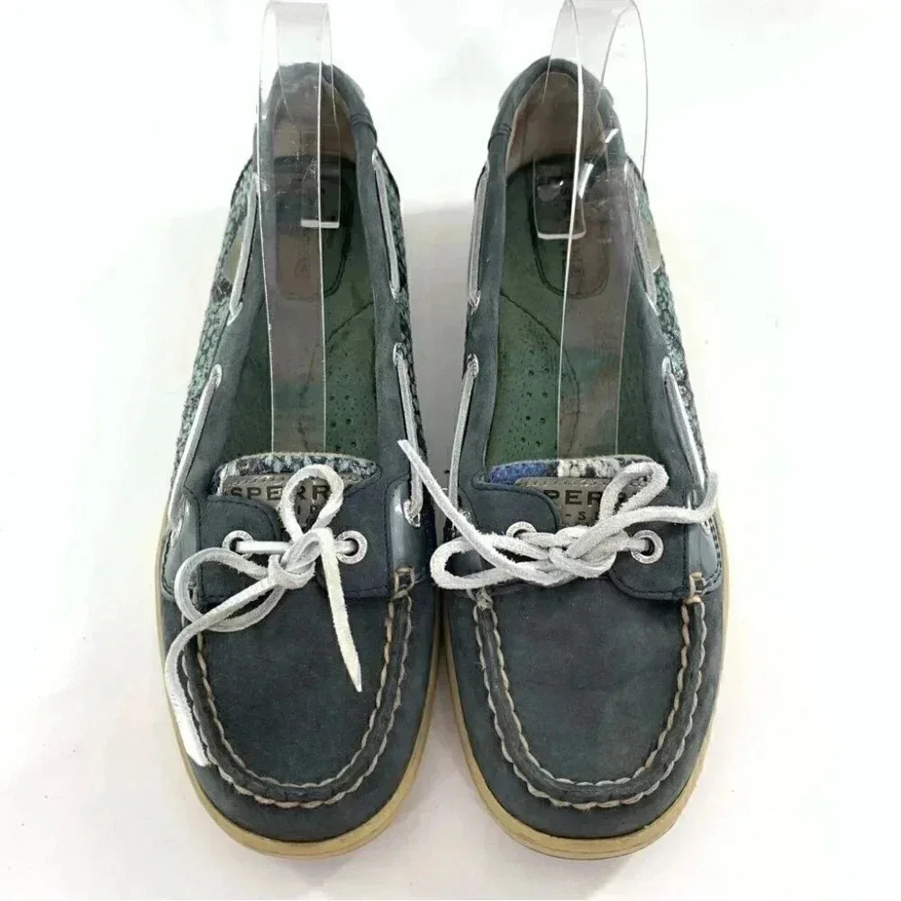 Sperry womens flats size 8.5 blue green suede sequins boat shoes nautical - Picture 12 of 12